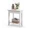 2-tier Wedge Narrow End Table With Storage Shelf And Solid Wood Legs